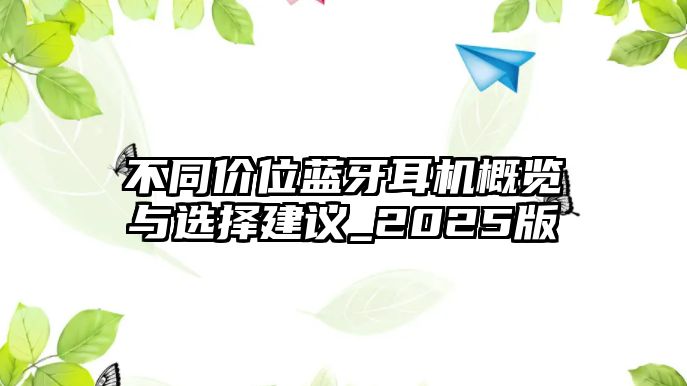 不同價位藍(lán)牙耳機(jī)概覽與選擇建議_2025版
