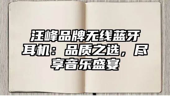 汪峰品牌無線藍牙耳機：品質(zhì)之選，盡享音樂盛宴